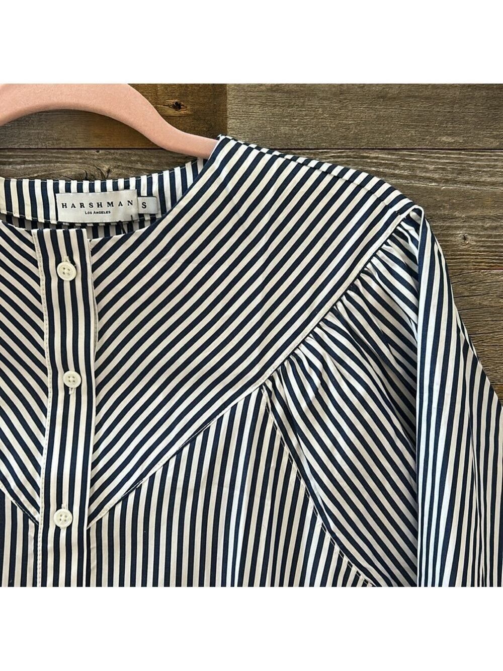 NWT Harshman Cari Shirt In Navy Stripes Size Small - Picture 3 of 10